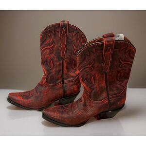 Dan Post DPZ4029 Red Leather Western Cowboy Boots Women Size 8 Westerncore